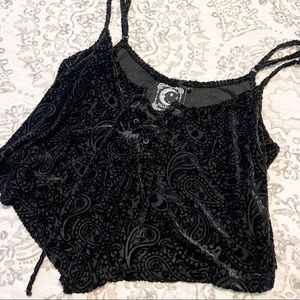 KILLSTAR Burn Out Velvet Crop Tank Top